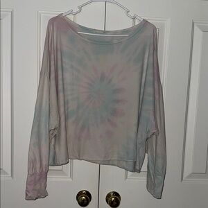 Women's Tie-Dye Cropped Long Sleeve Top
